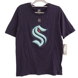 NWT NHL Apparel Seattle Kraken Primary Logo Short Sleeve T-Shirt XL Youth Blue